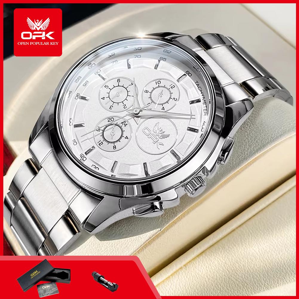 OPK 6032 Quartz Watches for Men Classic Trendy Chronograph Waterproof Luminous Men's Dress Wriswatches Original Brand Man Watch