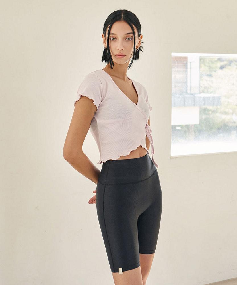 Женская одежда для йоги Debiweeo Devi-T0104-Розовый Пилатес Новая Волна Wrap С коротким рукавом