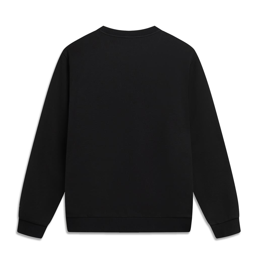 Li Ning Sports Lifestyle Series Fleece Warm Round Neck Letter Loose Sweatshirt Unisex Sweatshirt Black AWDVC63-3