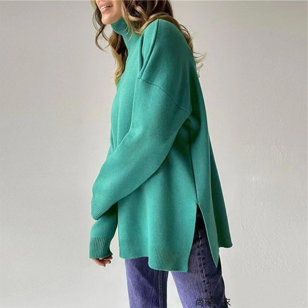 Свитер свободной вязки свитер с высоким воротом женский осень и зима
