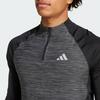 Adidas Gym AEROREADY Training 3-Stripes 1/4 Zip Fashion Breathable Long Sleeve T-Shirt Men Tops Black IM7487