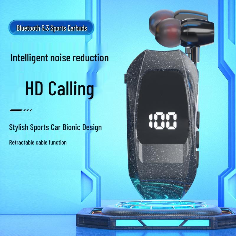 GT010 Wireless Bluetooth Earphone: Clip-On, Large Battery, Vibration, Retractable, with Digital Display for Business Use
