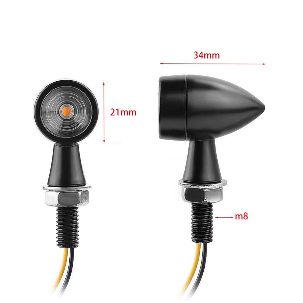 Motorcycle LED Turn Signal Black Motorcycle Bullet Lights Mini Turn Signals LED 8mm 12V Universal Led Motorcycle Indicator Lamps
