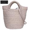 17324998037 PINIMILLA M Raffia/Cow Leather 2-Way Basket Bag Handbag grayUsed