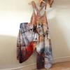 Женский модный летний милый свободный повседневный комбинезон с принтом в стиле ретро и ремешками