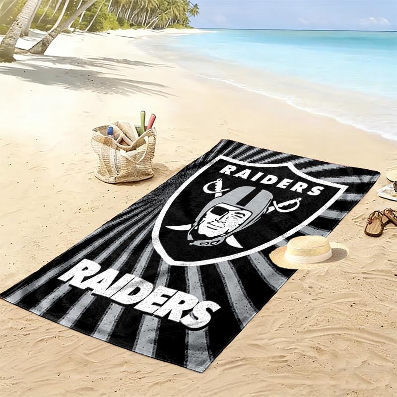 Oakland Raiders Print Beach Towel, Large Soft Quick Dry Towel for Beach Camping Swimming