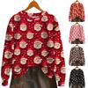 Women's Fashion Long Sleeve Christmas Snowman Snowflake Print Jacket Cardigan