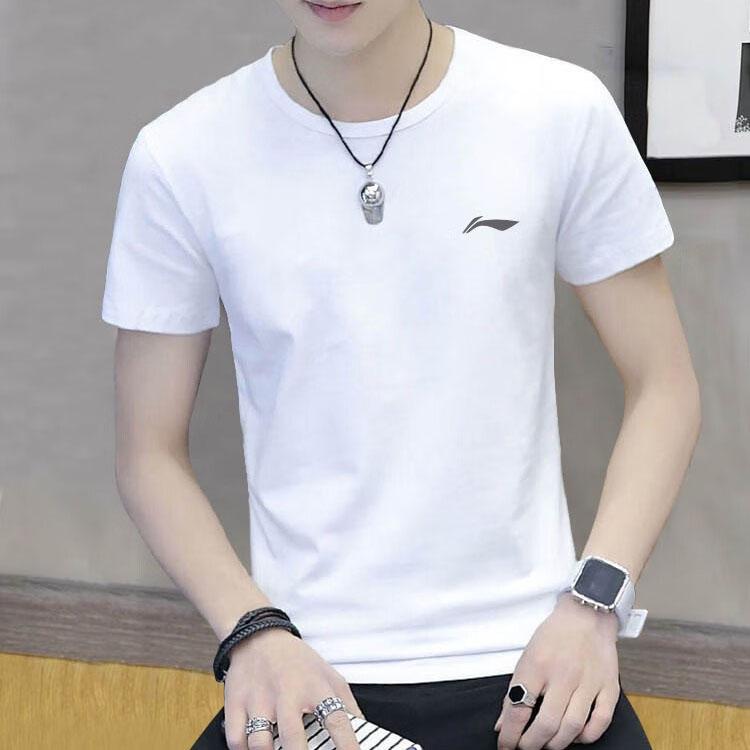 Li Ning Plain Round Neck Short Sleeve T-Shirt Men Tops White YTST079-2