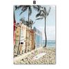 Blue Sea Beach Car Surfboard Tree Wall Art Canvas Painting Seascape Posters Prints Hotel Bar Wall Pictures For Living Room Decor