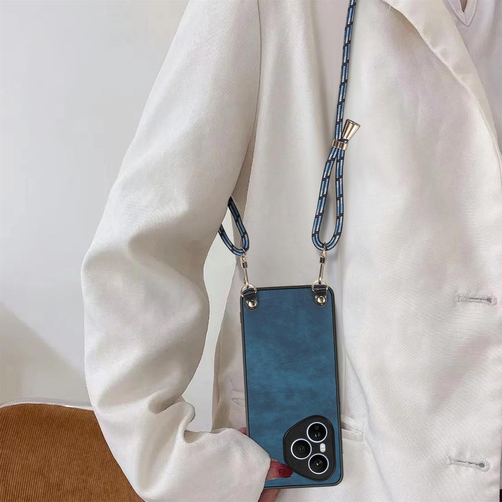 Для Honor 400 Pro 5G (Глобальный) Кожаный чехол для телефона в стиле ретро с регулируемым ремешком