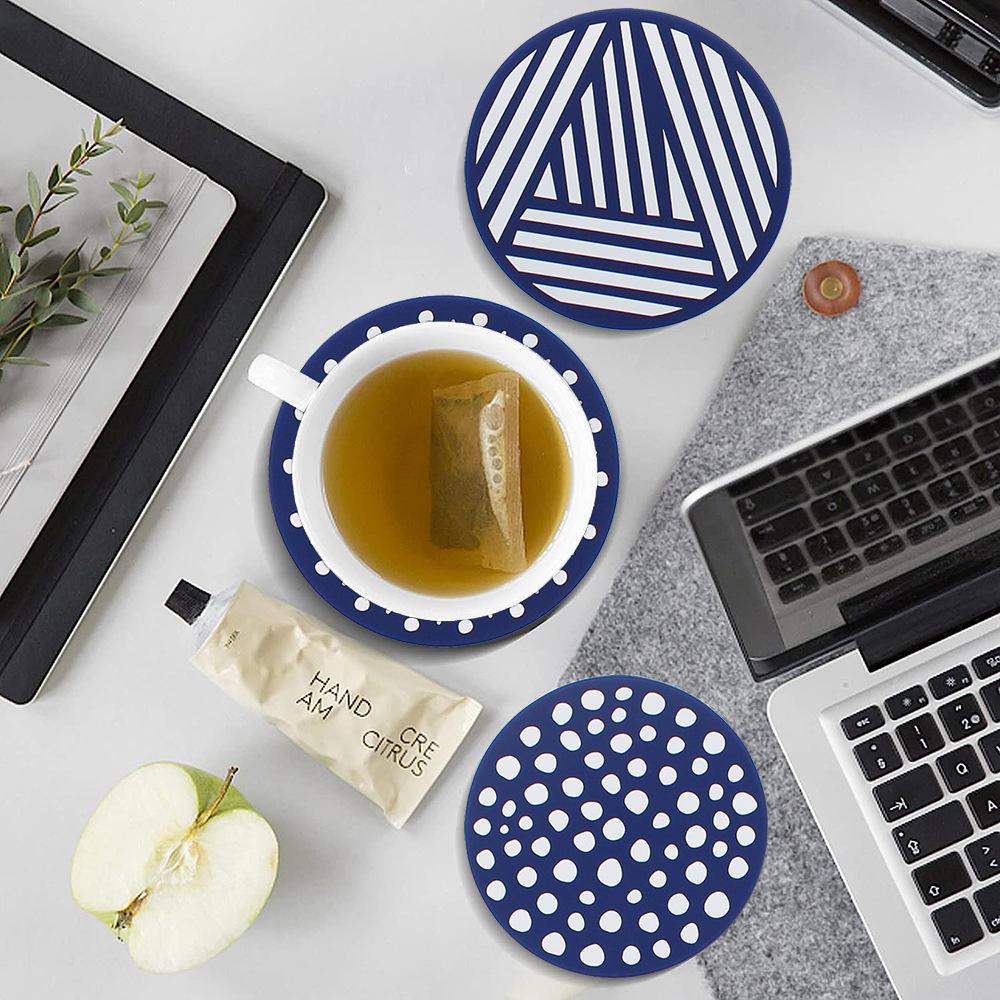 Силиконовая подставка для кофе, круглая 9,8 см, набор подставок для кофе, нескользящий изоляционный коврик, коврик для чашки