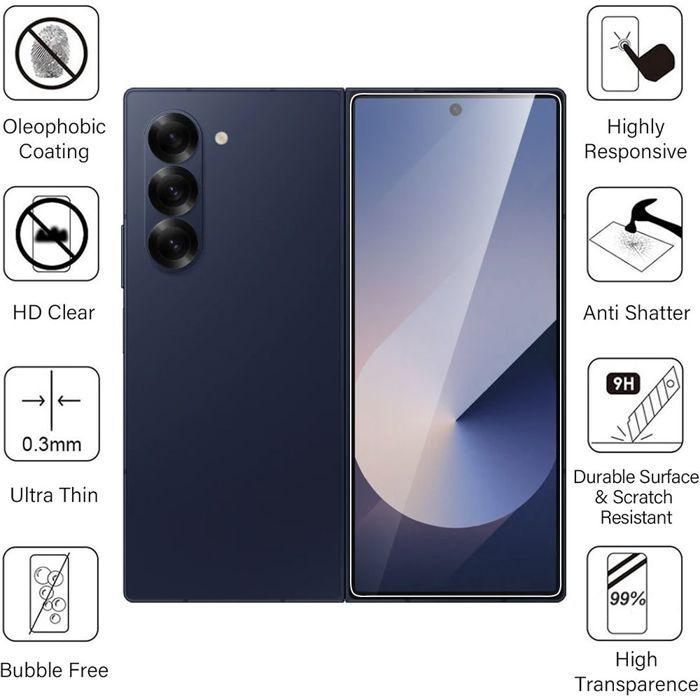Verre Trempé - BOOLING - Compatible Samsung Galaxy Z Fold 6 - Protection 9H - Anti-Rayures - Transparent- Pack 2
