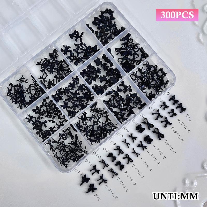 12 Grids Colorful Bowknot Set Resin Ribbon Nail Art Accessories Decoration DIY Manicure Mini Nail Gems