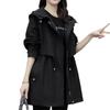 Women's Mid-Length Windbreaker: Loose Casual Hooded Jacket for Spring & Autumn