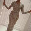 2025 Spring/Summer European & American Women's Hot Stamping Long Sleeve Slim Sexy Evening Dress
