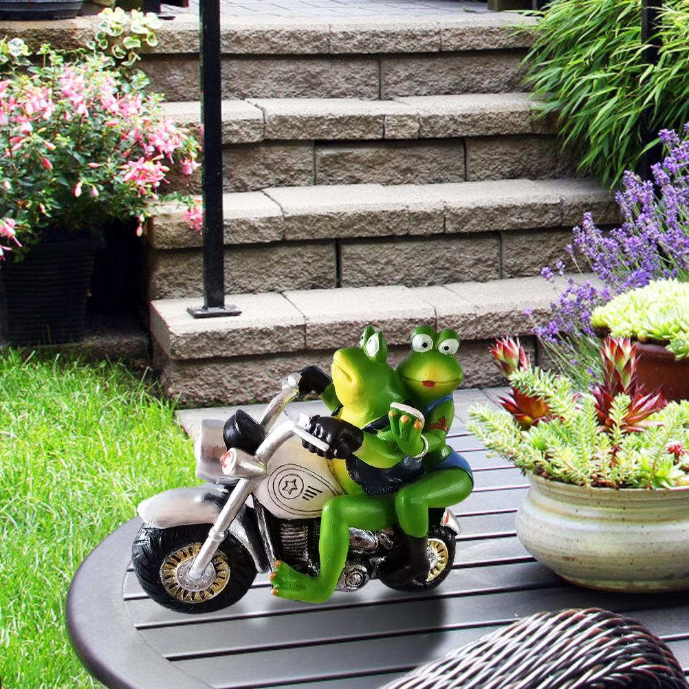 Frog Garden Decorations Resin for Outdoor Patio Ornaments Yard Decorations Art Figurines Frogs Ride Motorcycle