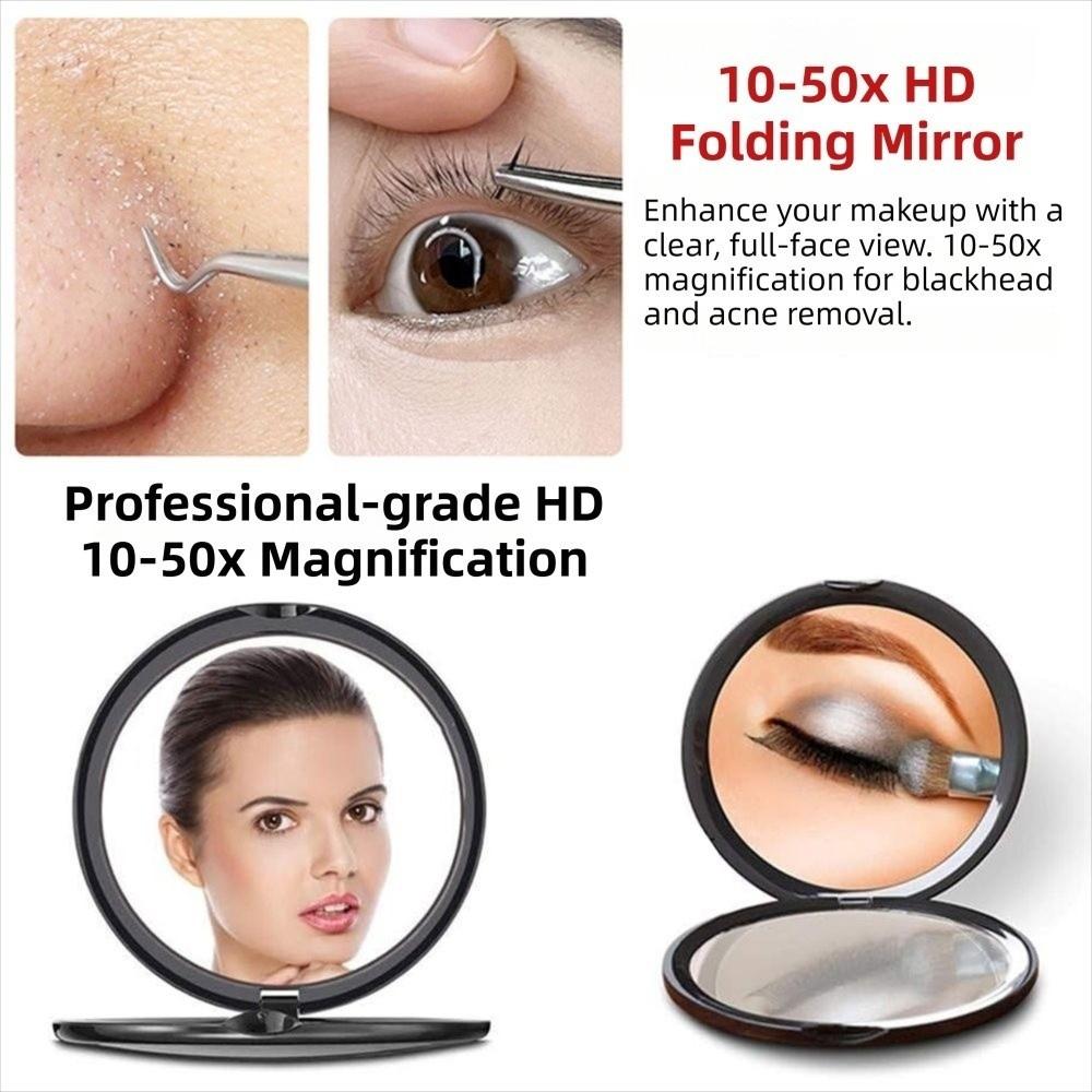 Double Sided Folding Magnifying Makeup Mirror Compact Pocket Mirror for Precise Makeup Application