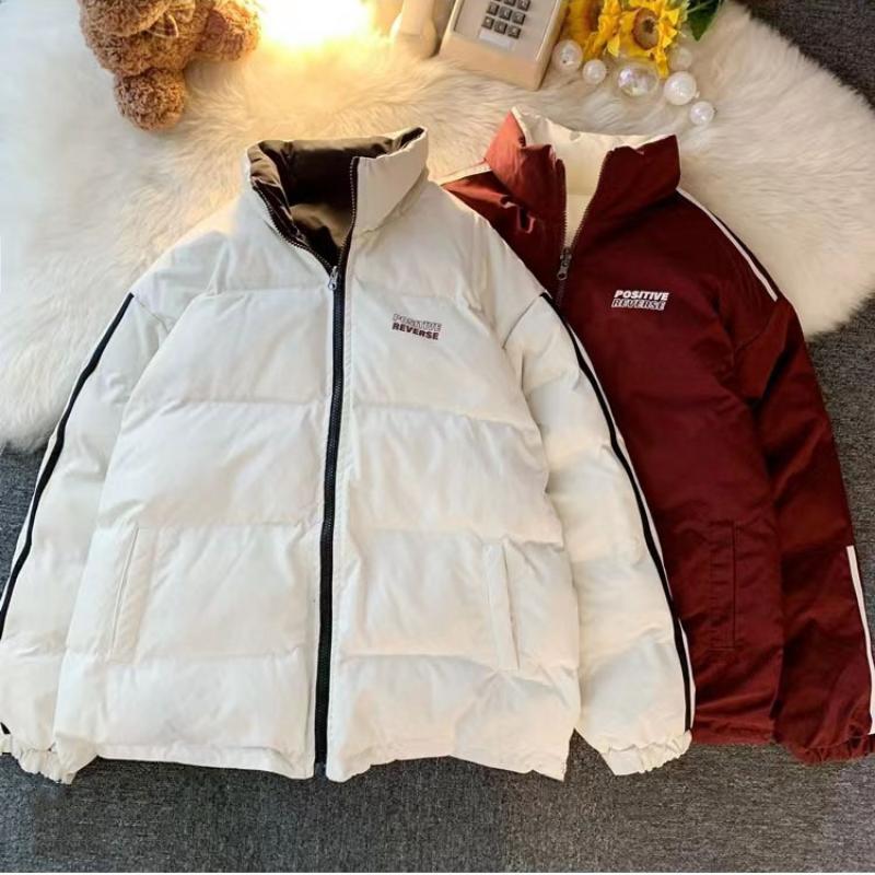 Зимний новый стиль, мужчины могут носить модную теплую хлопковую стеганую куртку с обеих сторон, повседневные модные мужские куртки