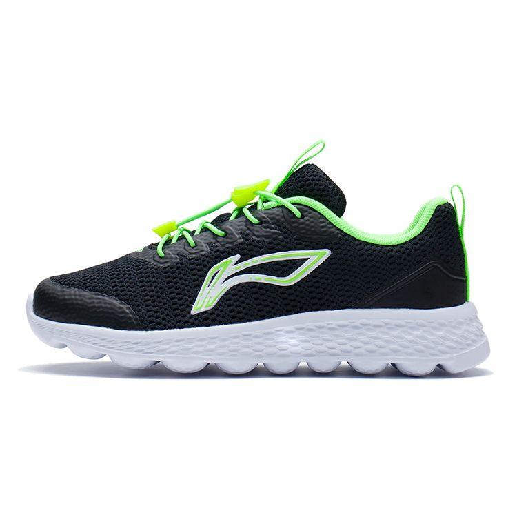 Кроссовки Li Ning Kids Comfortable Physical Fitness Test, нескользящие, амортизирующие, износостойкие, с низким верхом, детские кроссовки, цвет черный, зеленый, YKFS074-3