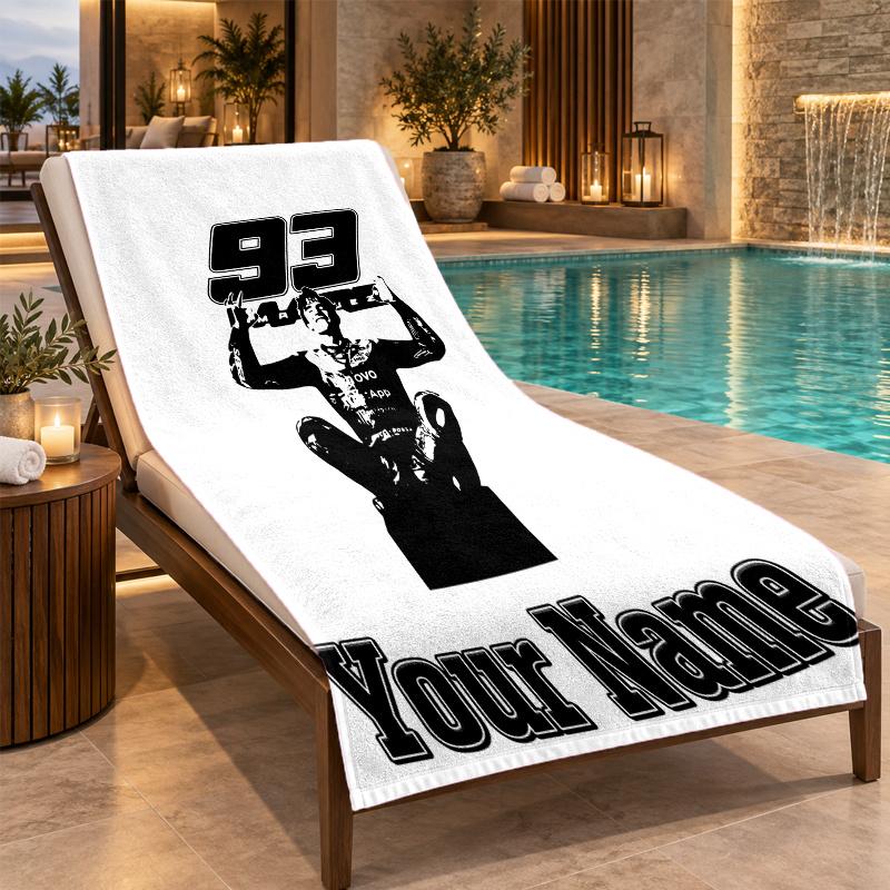 Custom Name Marc Marquez Beach Towel Personalized Text Soft Towel Swimming Travel Bath Gift