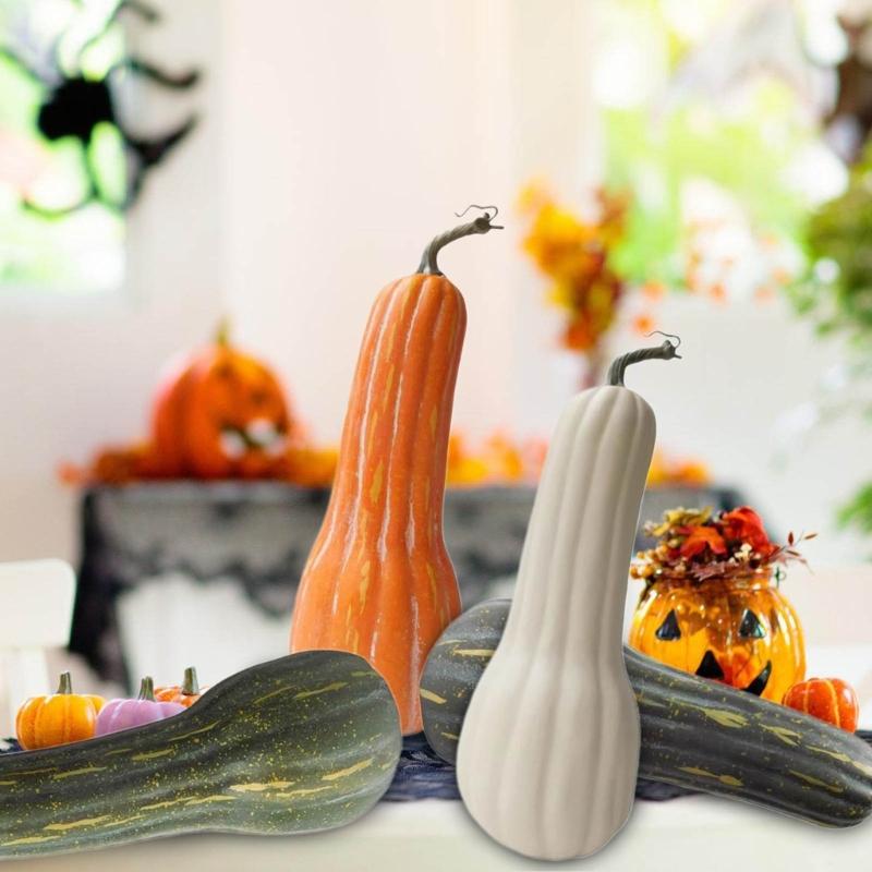 Artificial Pumpkins Realistic Long Fake Foams Pumpkins for Basket Display Photography Props Thanksgiving Decorations