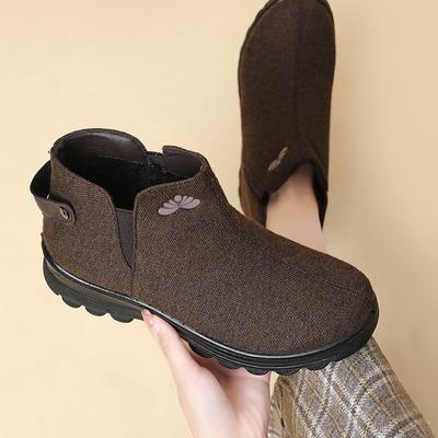 Новые осенне-зимние теплые сноубутсы бархатные модные женские повседневные короткие ботинки на одной педали обувь для мамы женские хлопковые туфли