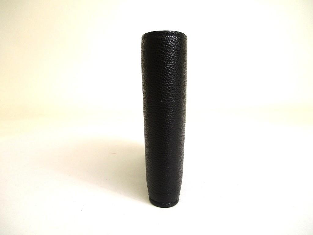 Оригинальный черный кожаный складной кошелек BVLGARI Изумрудно-зеленый Компактный кошелек #a896 Восстановленный