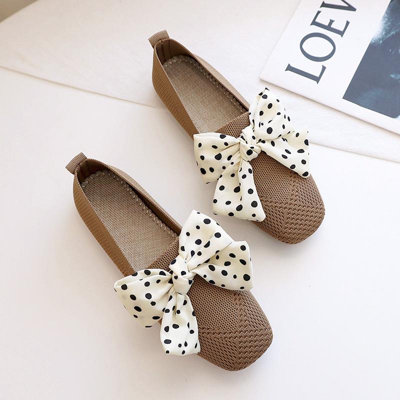 Fashion Women Flats Summer Breathable Mesh Shoe Fashion Butterfly Square Toe Single Shoes for Women Causal Walking Flats Slip-On Loafers