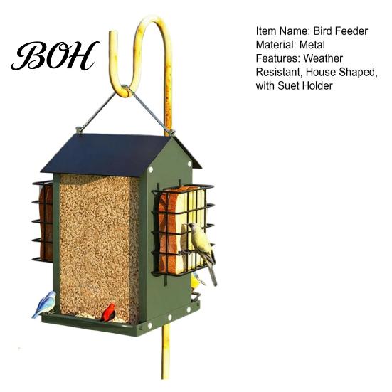 Wild Birds Food Holder Metal Bird Suet Feeder, Hanging Feeder with Cage, Outdoor Backyard Station House Shaped for Outdoors Garden Yard Decor Cage