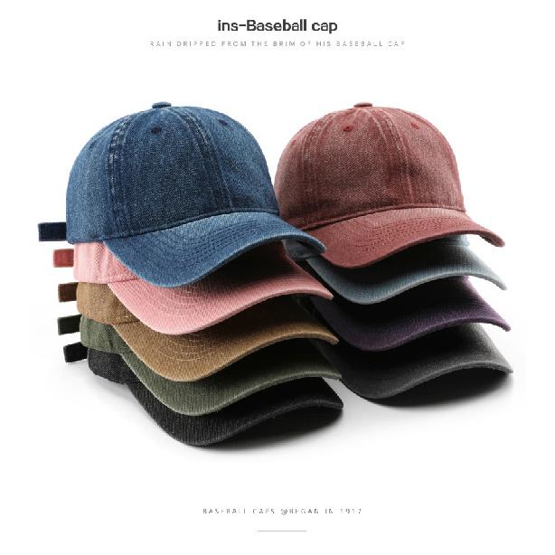 Women's washed denim baseball cap, suitable for outdoor activities, provides warmth, sun protection, and shade