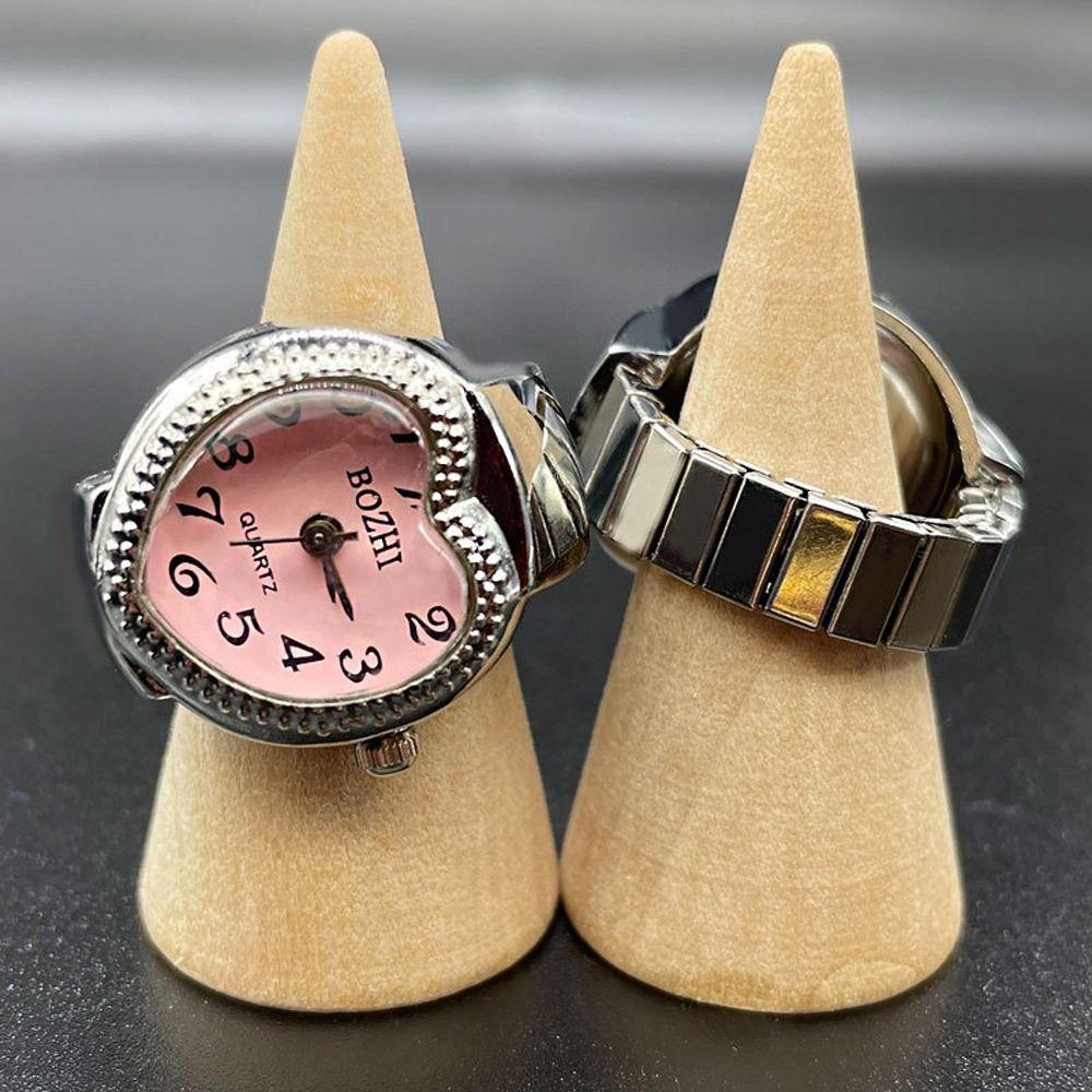Elastic Stretchy Rings Love Quartz Ring Watch Digital Watch Round Quartz Finger Rings Ring Watch