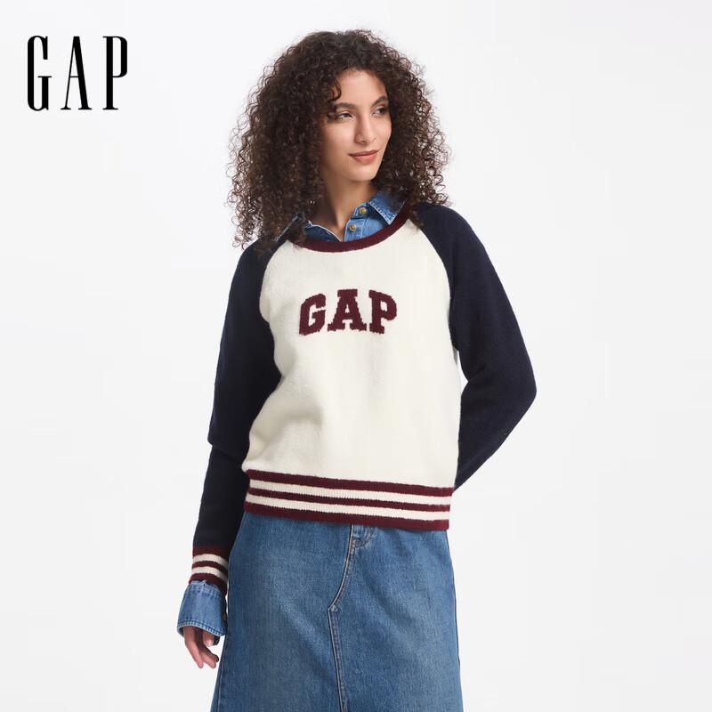 Женский трикотажный свитер реглан с логотипом Gap и цветовыми блоками, осенний