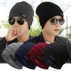 Fall Winter Unisex Piled Hat Baggy Solid Color Knitted Elastic Keep Warm Good