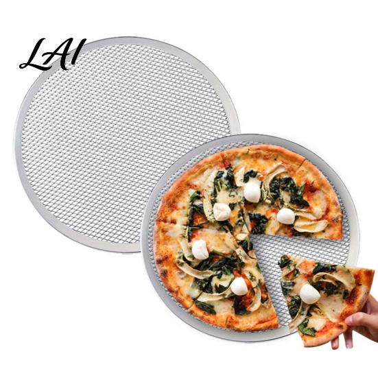 Portable Barbecue Rack Aluminum Alloy Pizza Screen Non Stick Mesh Baking Pan Equipment Round Crisper Tray for Oven Home Kitchen Restaurant
