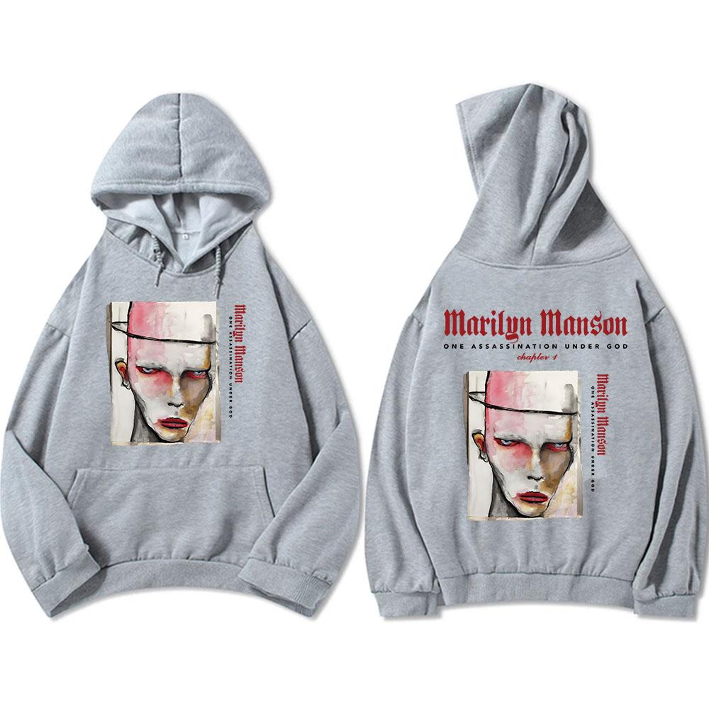 One Assassination Under God Charter 1 Толстовки с капюшоном Marilyn Manson Graphic Printing Толстовки Мужская одежда Зимняя флисовая кофта с капюшоном