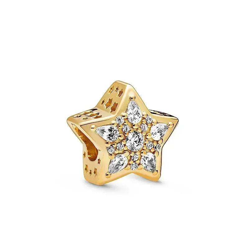 Роскошный золотой цвет серии S925, стерлинговое серебро, классический блестящий кулон «Древо жизни», подходит для оригинального браслета, подарок «сделай сам»