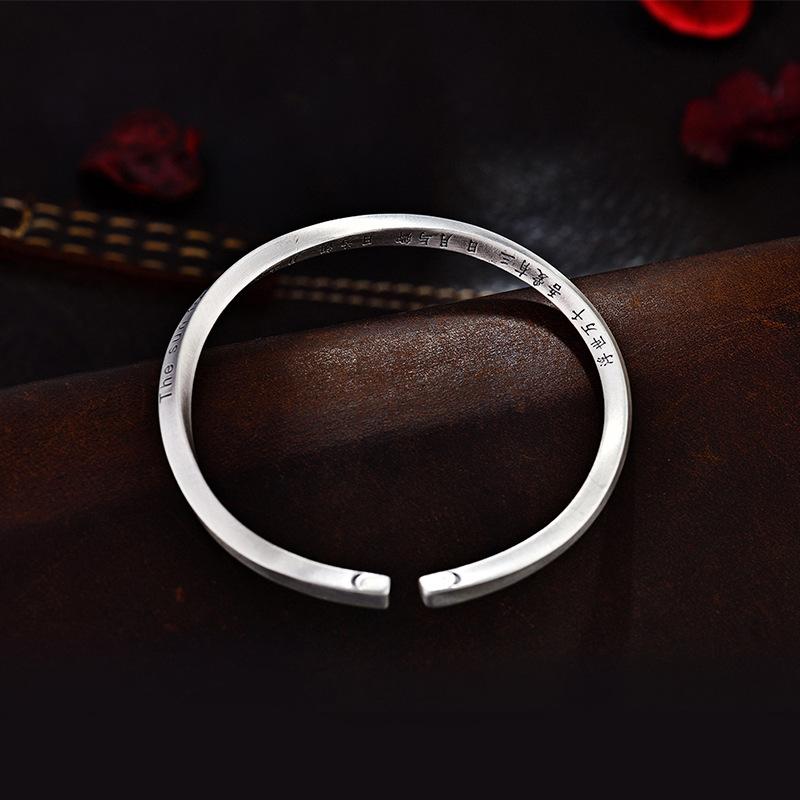 Zuyin S999 Серебряный браслет Кольцо Мебиуса из чистого серебра S999 Мужской и женский серебряный открытый стиль для пар с гравировкой Винтаж