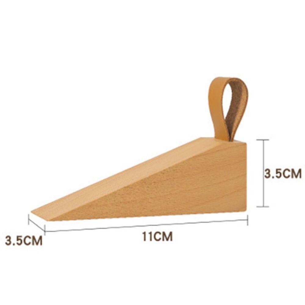Leather Rope Non-Slip Nail-free Wedge Protect Door Stopper Solid Wood