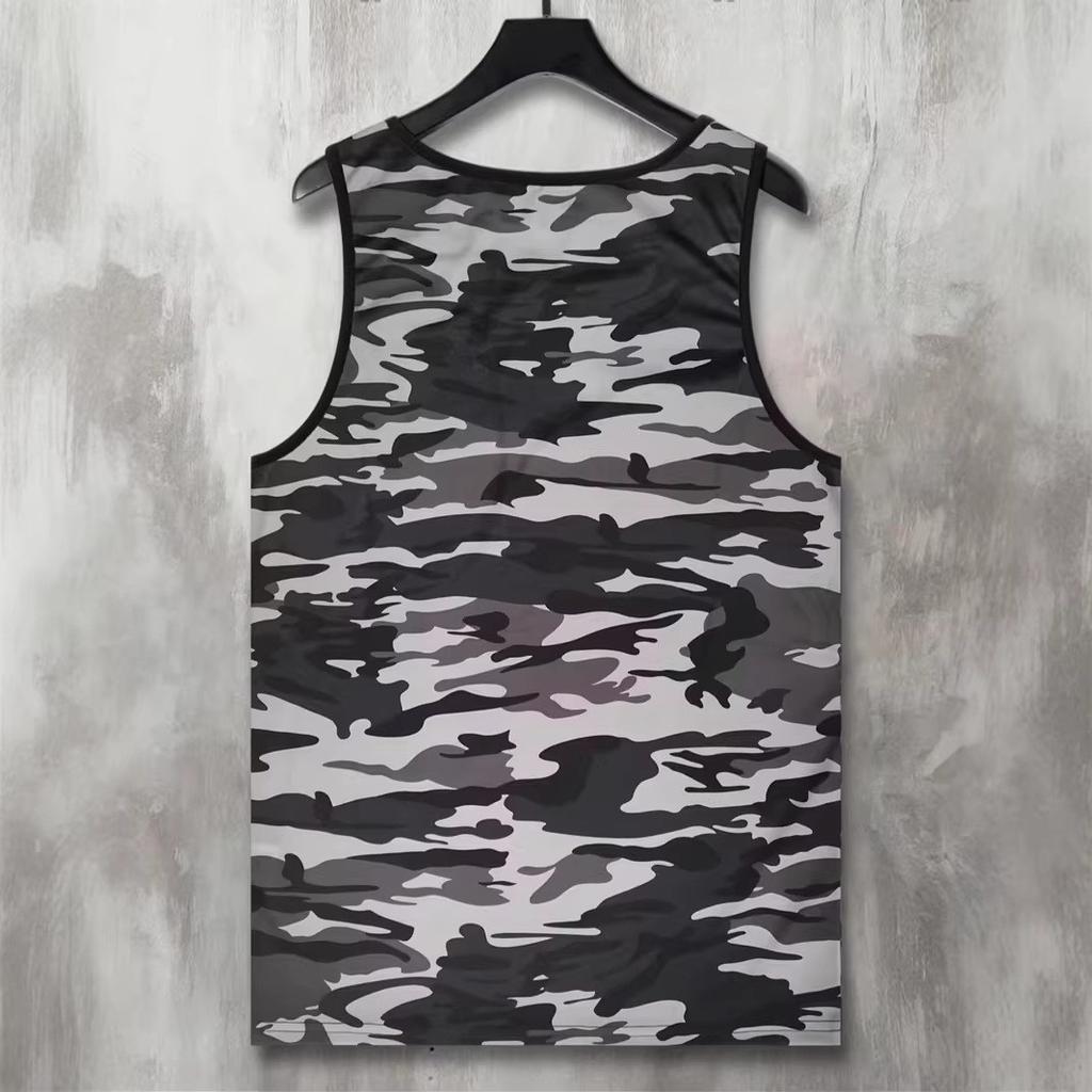 Мужские спортивные жилеты для фитнеса, модные мужские майки-борцовки с камуфляжным принтом