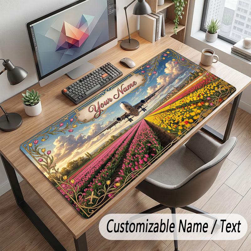 Nature Library Travel Theme Customized Mouse Pad Personalized Print Name Text Desk Mat For Home Office Table Decor