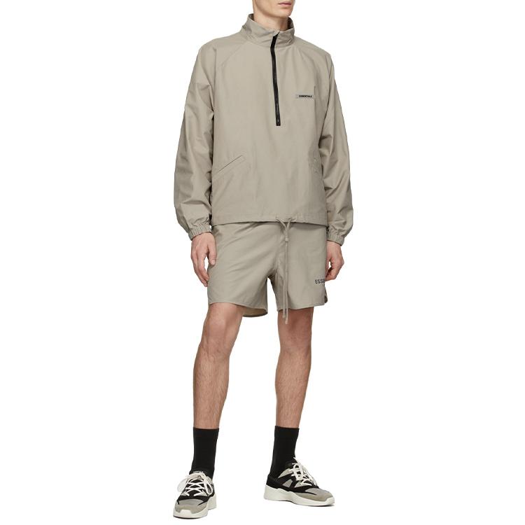 Fear of God Essentials Спортивная куртка с молнией до середины, рукавами реглан и воротником-стойкой. Унисекс. Верхняя одежда. Мох FOG-FW20-188