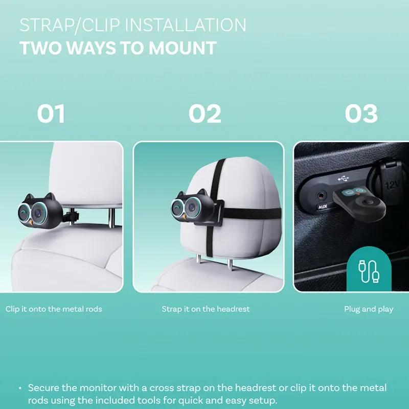 Ottocast Cabin Care Wireless Carplay Adapter Baby Car Camera for Backseat 1080P 150° Wide Angle Night Vision Back‑Seat Monitor
