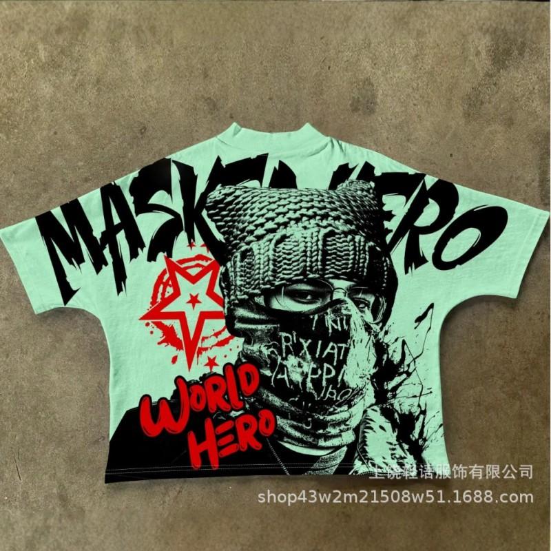 Mens Loose Fit Graphic T-Shirt Casual Streetwear Short Sleeve Top Cartoon Print Breathable Tee