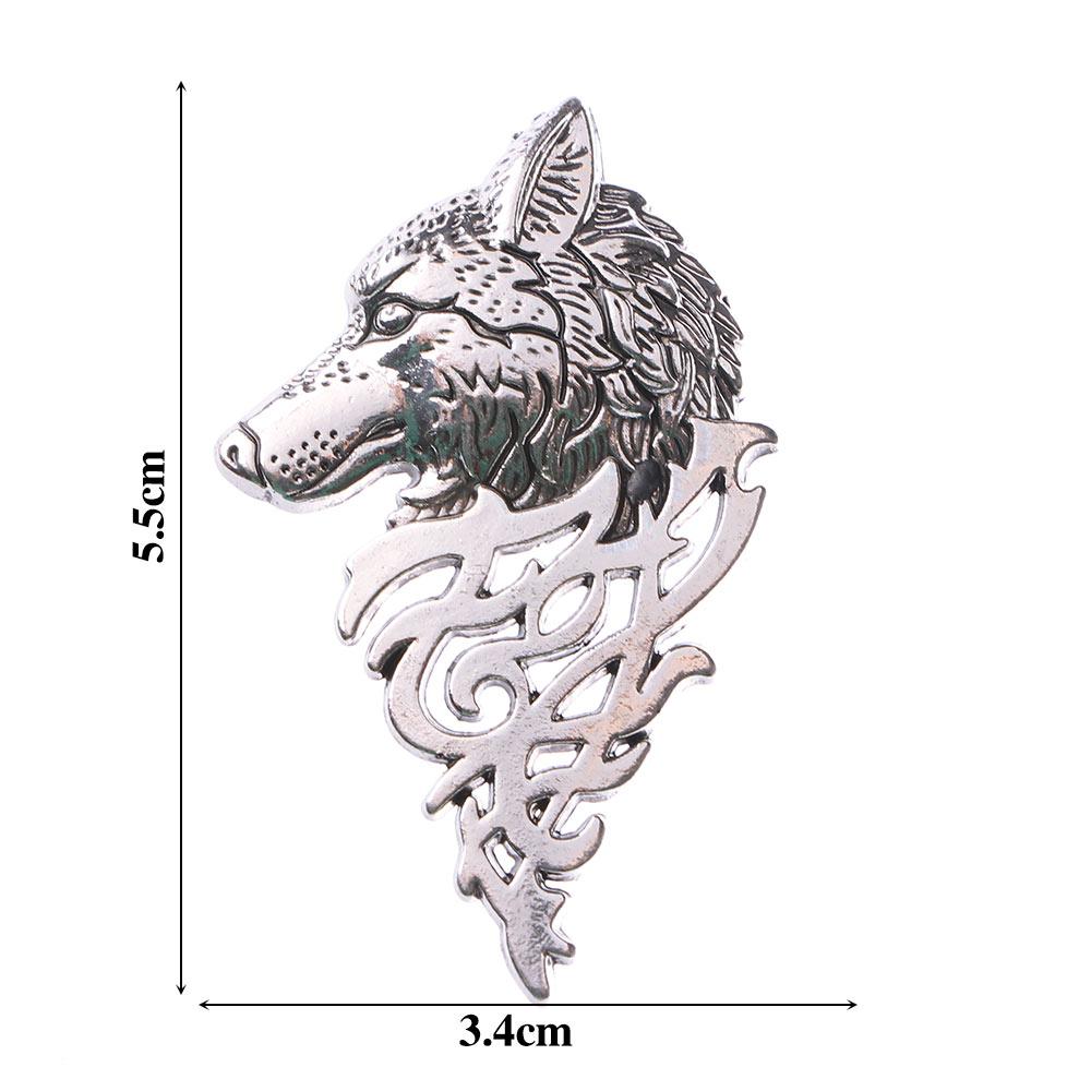 Women Nordic Goth Black Metal Bronze Viking Shirt Accessory Badge Wolf Head Brooch Lapel Pin