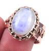 Natural Rainbow Moonstone Gemstone 925 Sterling Silver Two Tone Ring Size 9 a4K56