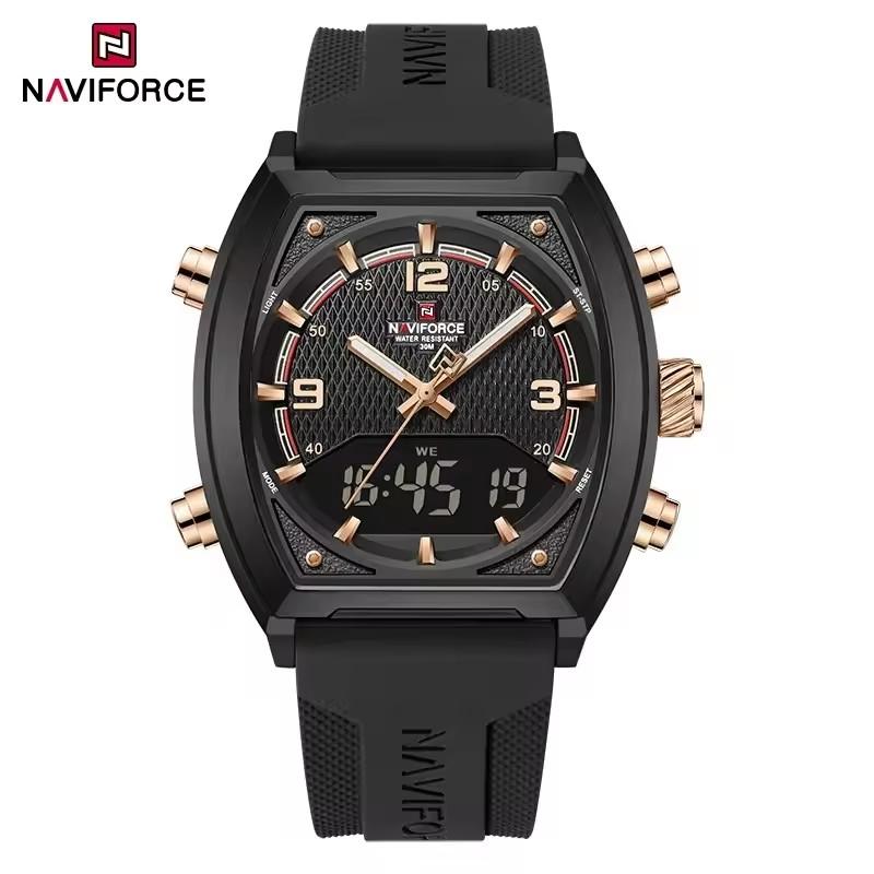NAVIFORCE NF9242 9242 Мужские Кварцевые Часы Спортивные Водонепроницаемые Силиконовый Ремешок Повседневные Цифровые Часы Модные Роскошные Наручные Часы для Мужчин