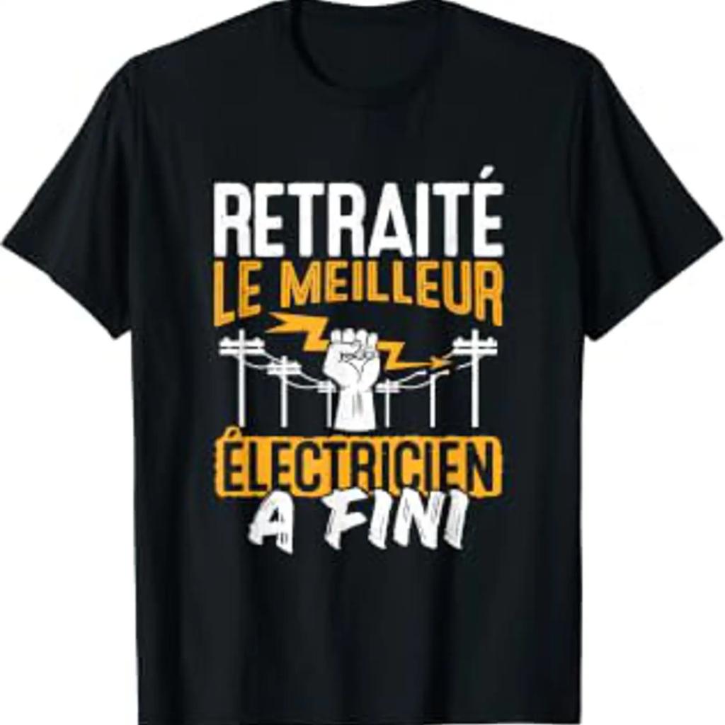 Retired Electrician The Best 2024 T Shirt Black S Vintage Washed Casual Breathable Versatile Soft Unisex Graphic Slightly Homme
