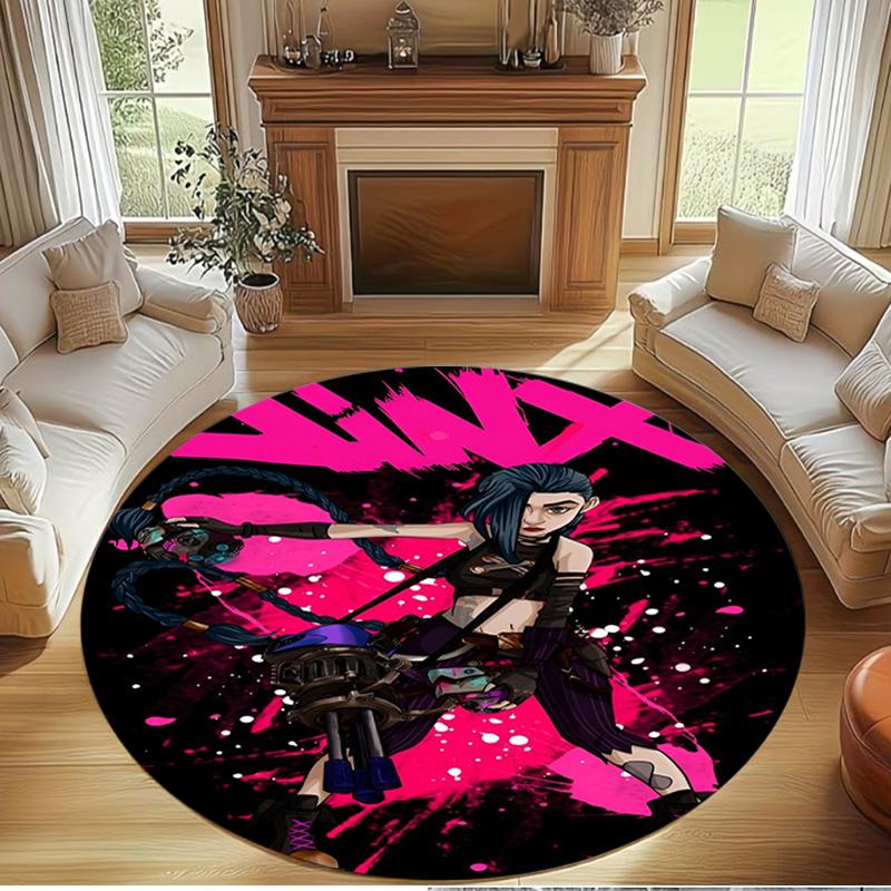 Jinx Print Round Rug, Washable Floor Carpet, For Entryway Dorm Laundry Room Office Study, Home Decor Birthday Christmas Gift