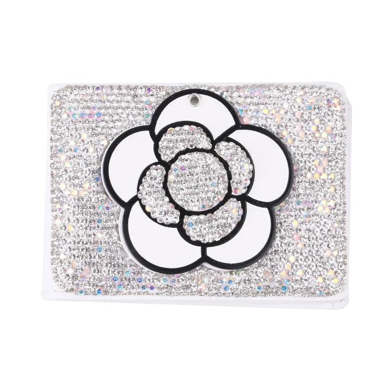 Роскошный хрустальный чехол для ключей от машины Camellia, блестящий держатель для ключей, сумка, чехол, блестящие автомобильные аксессуары для интерьера для женщин и девочек