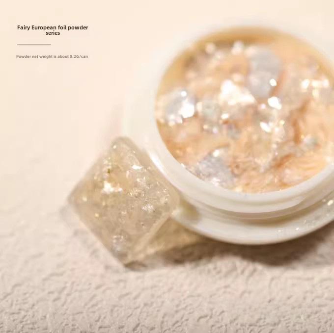 Пудра для дизайна ногтей Aurora Opal Glitter - снежный бархат в японском стиле и поляризованные блестки